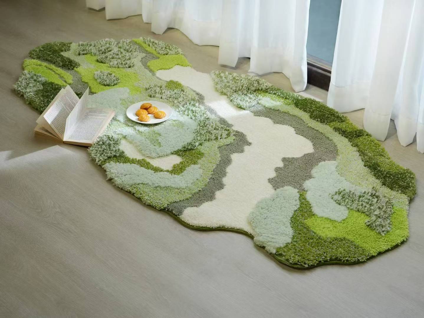 Green Forest Landscape Art Area Rug