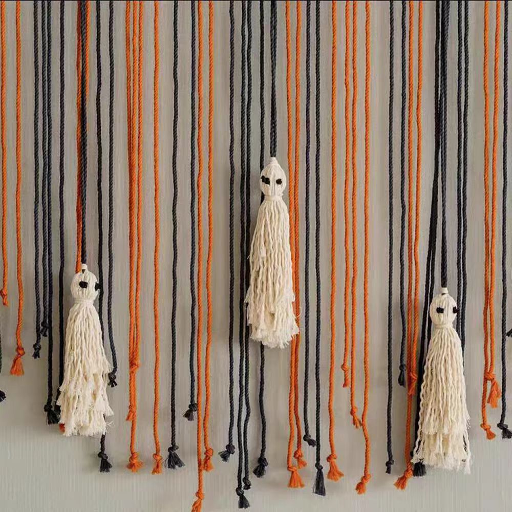 Halloween Ghost Macrame Wall Hanging | Handmade Cotton Cord Wall Decor