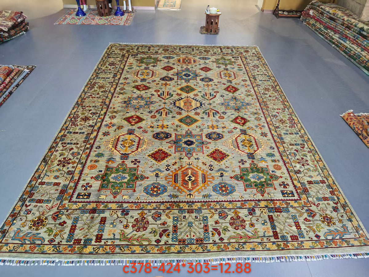Hand‑Knotted Afghan Pure Wool Rug