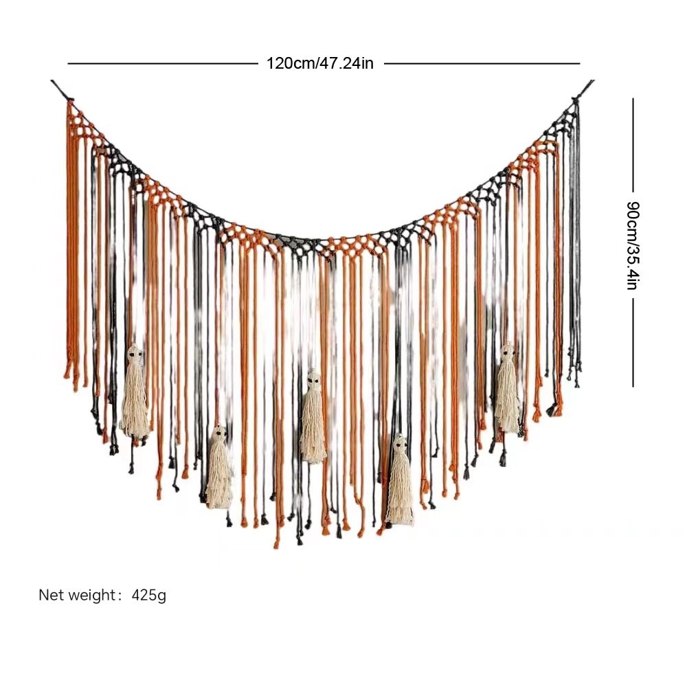 Halloween Ghost Macrame Wall Hanging | Handmade Cotton Cord Wall Decor