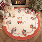 Round Christmas Area Rug | Custom Size & Material Available, Xmas Home Decor Carpet