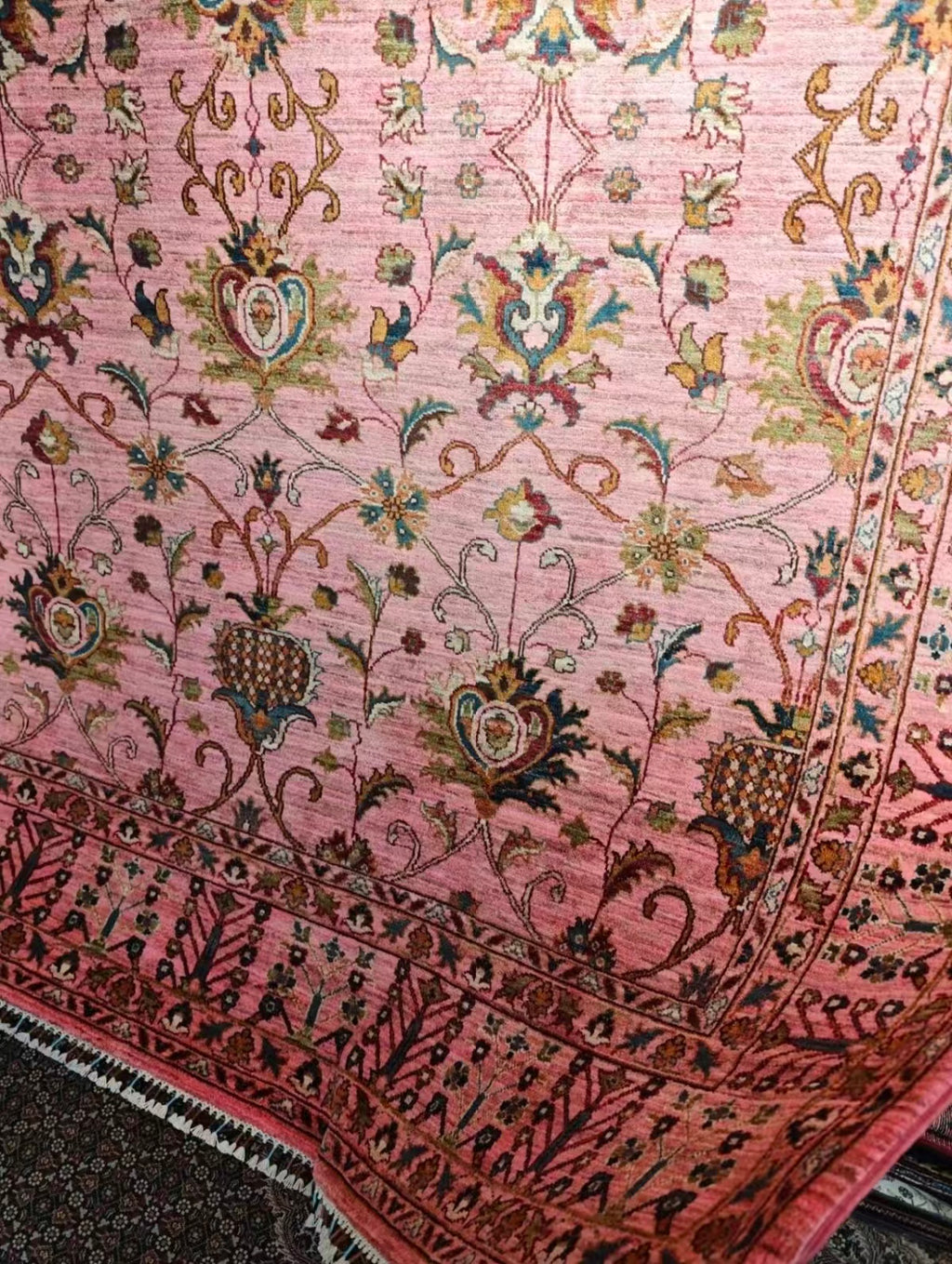 Blush Afghan Hand-Knotted Wool Rug