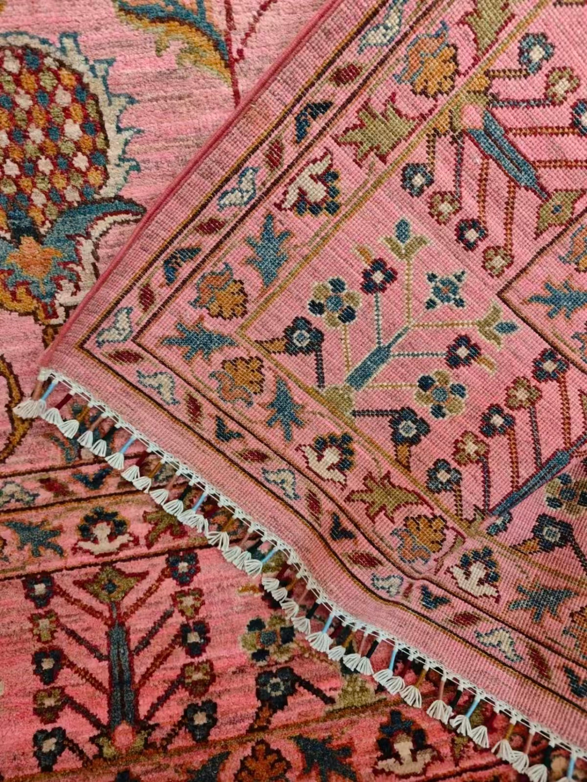 Blush Afghan Hand-Knotted Wool Rug