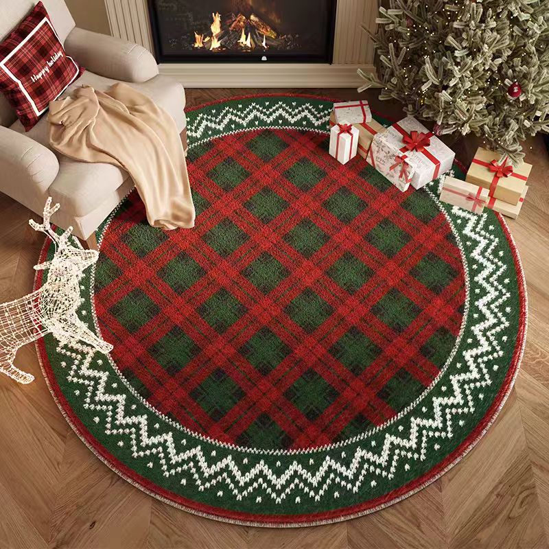 Round Christmas Area Rug | Custom Size & Material Available, Xmas Home Decor Carpet