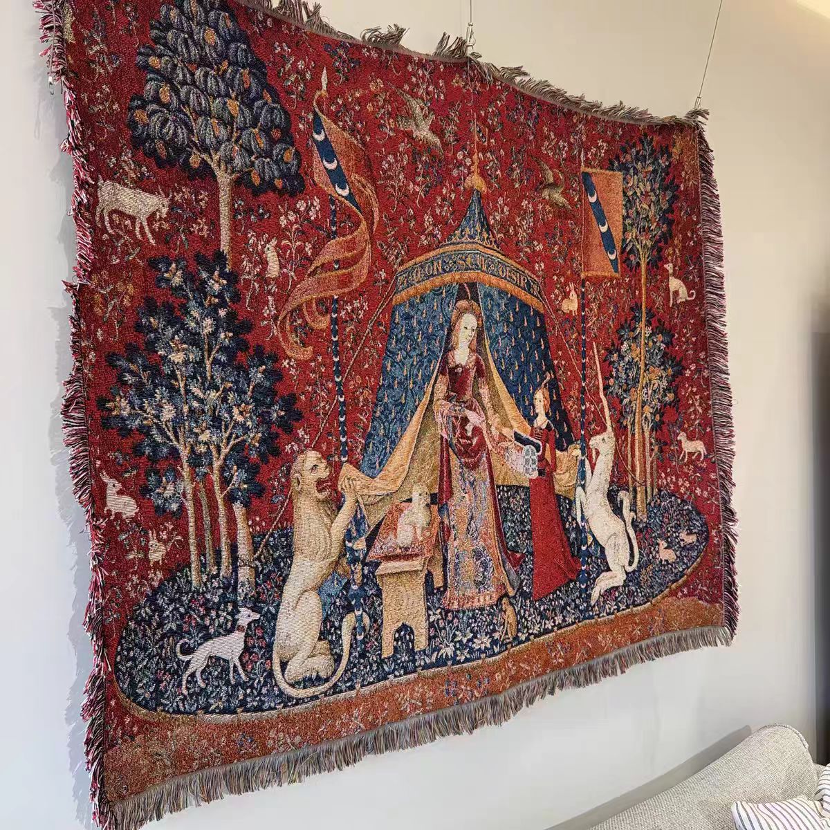 Medieval Unicorn Tapestry | Vintage Wall Hanging for Home Decor Secondary image