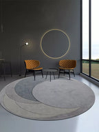 Haoseo Grey Geometric Round Rug