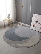 Haoseo Grey Geometric Round Rug