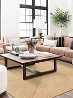 Rectangular woven jute rug