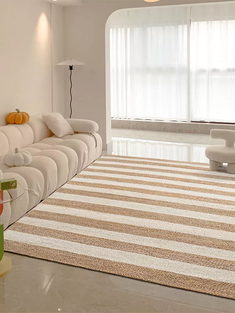 Handwoven Striped Jute Area Rug