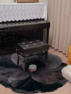 Black flower shaped rugs