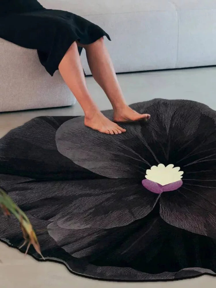 Black flower shaped rugs