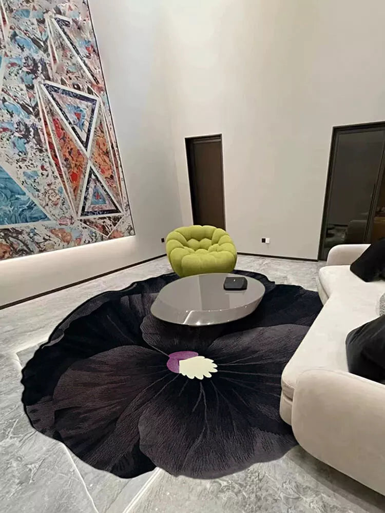 Black flower shaped rugs