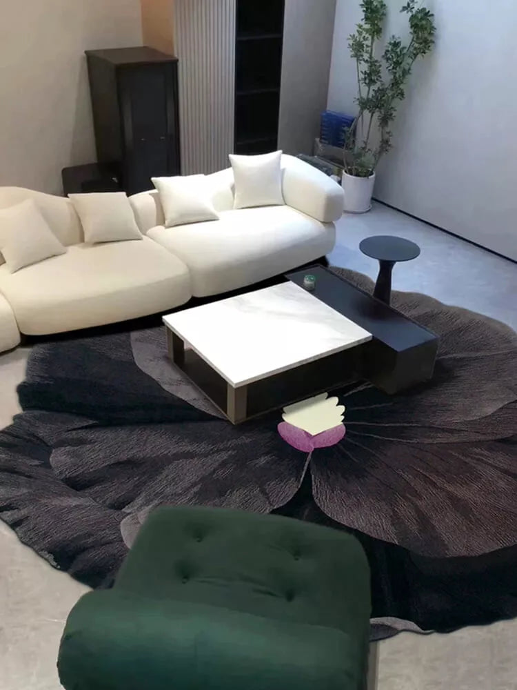 Black flower shaped rugs