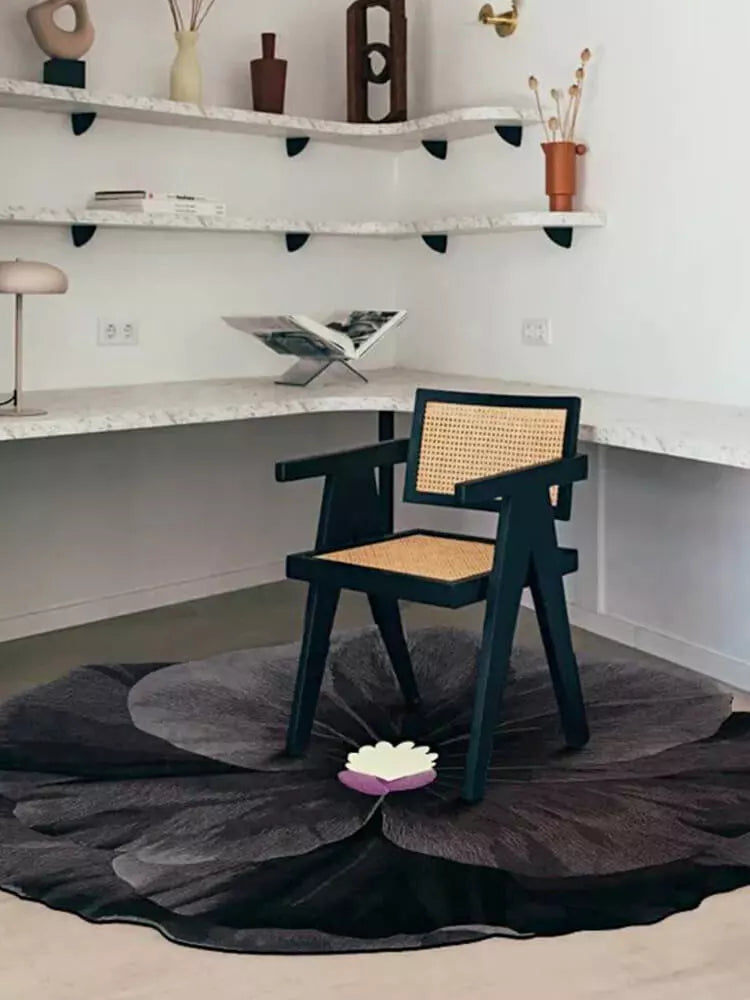 Black flower shaped rugs