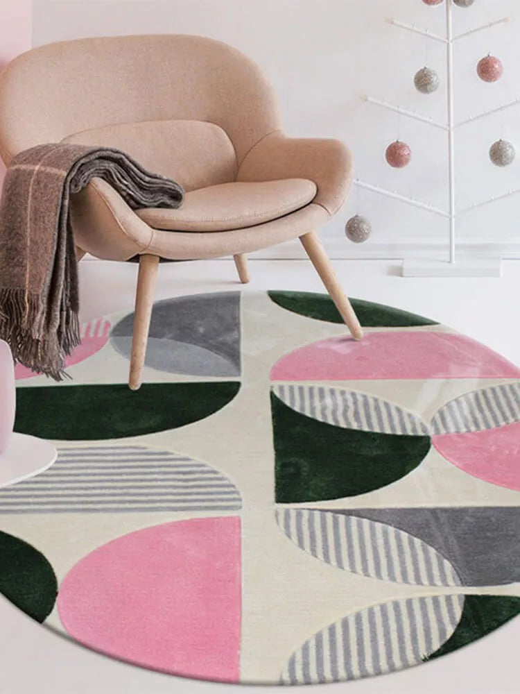 Marron Textured Round Rug