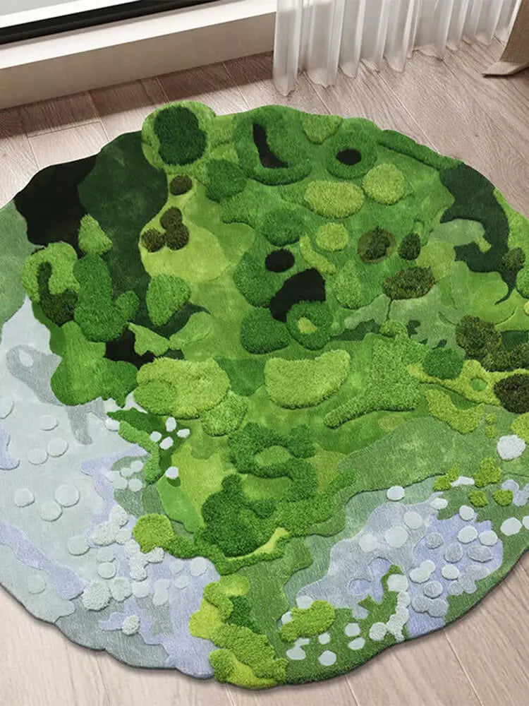Oasis irregular Shaped Green Rug