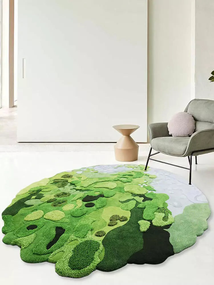 Oasis irregular Shaped Green Rug