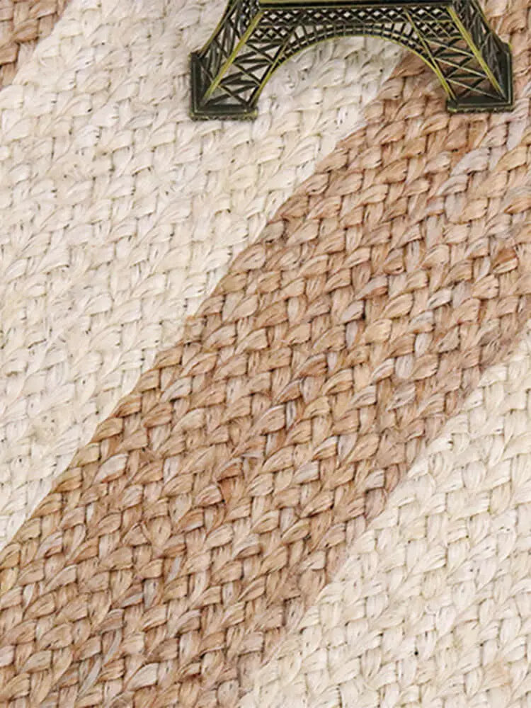 Handwoven Striped Jute Area Rug