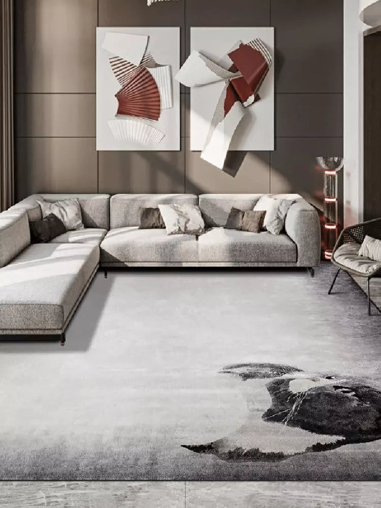 Light Grey Cat Tufted Rug