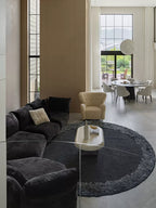 Belace Round Black Rug