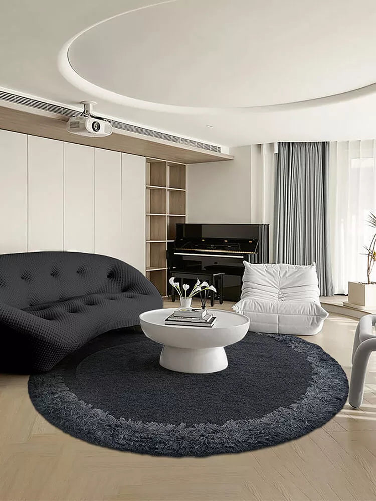 Belace Round Black Rug