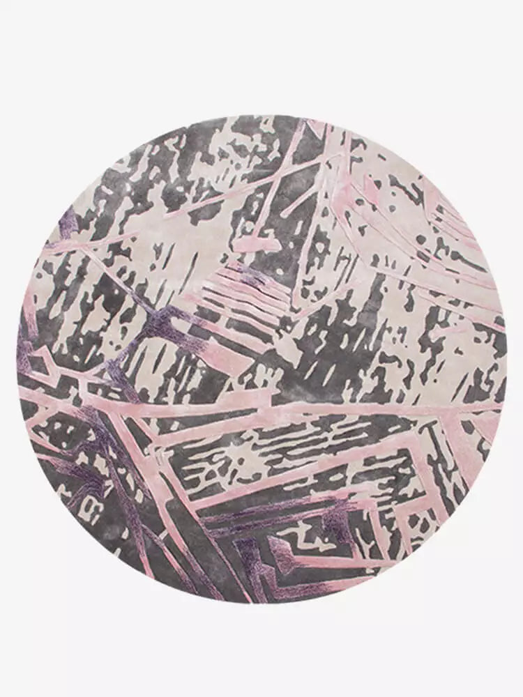 Lavender Round Abstract Rug