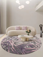 Lavender Round Abstract Rug