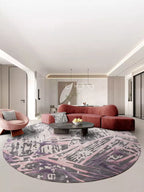 Lavender Round Abstract Rug