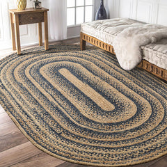 Tapis rond en jute tissé à la main