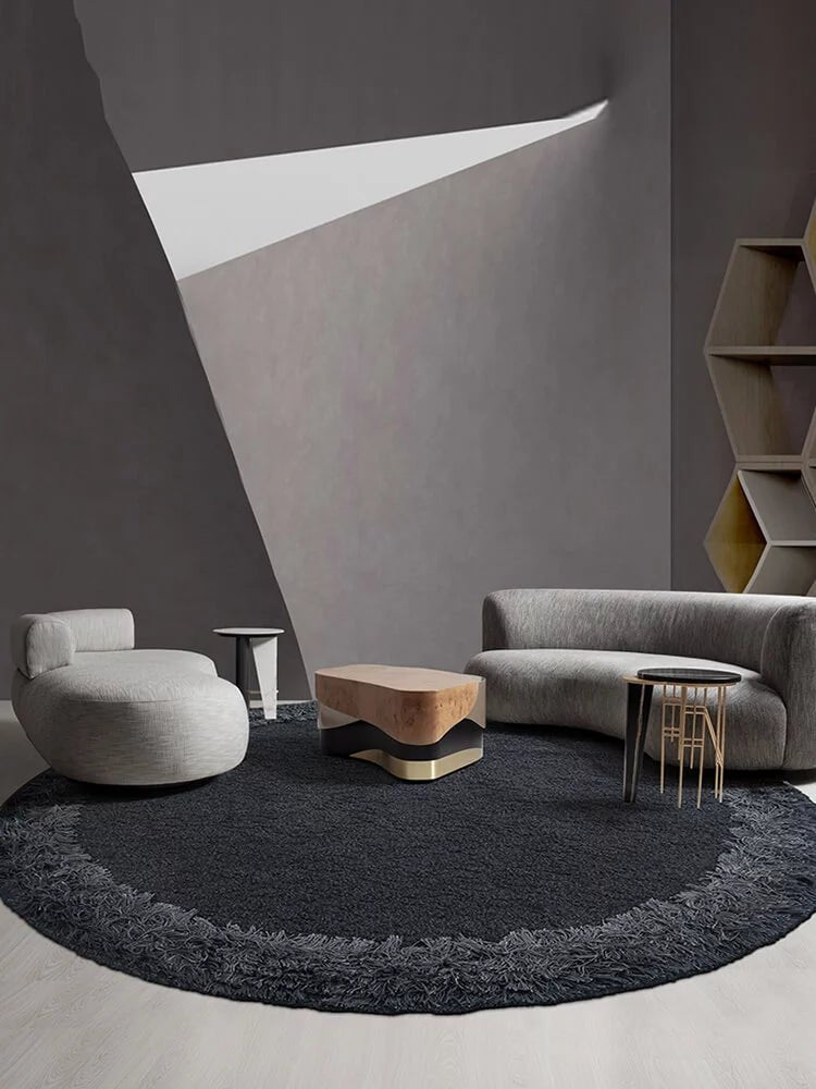 Belace Round Black Rug - Houseoon