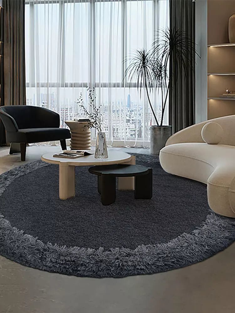 Belace Round Black Rug - Houseoon