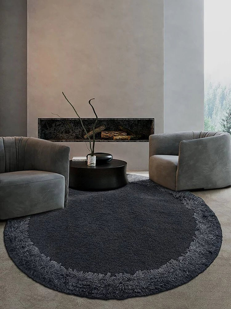 Belace Round Black Rug - Houseoon