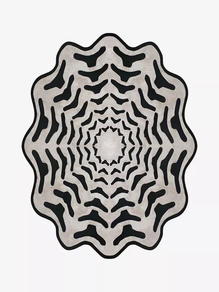 Black and White Irregular Shape Rug - Houseoon Hauptbild