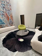 Black flower shaped rugs - Houseoon