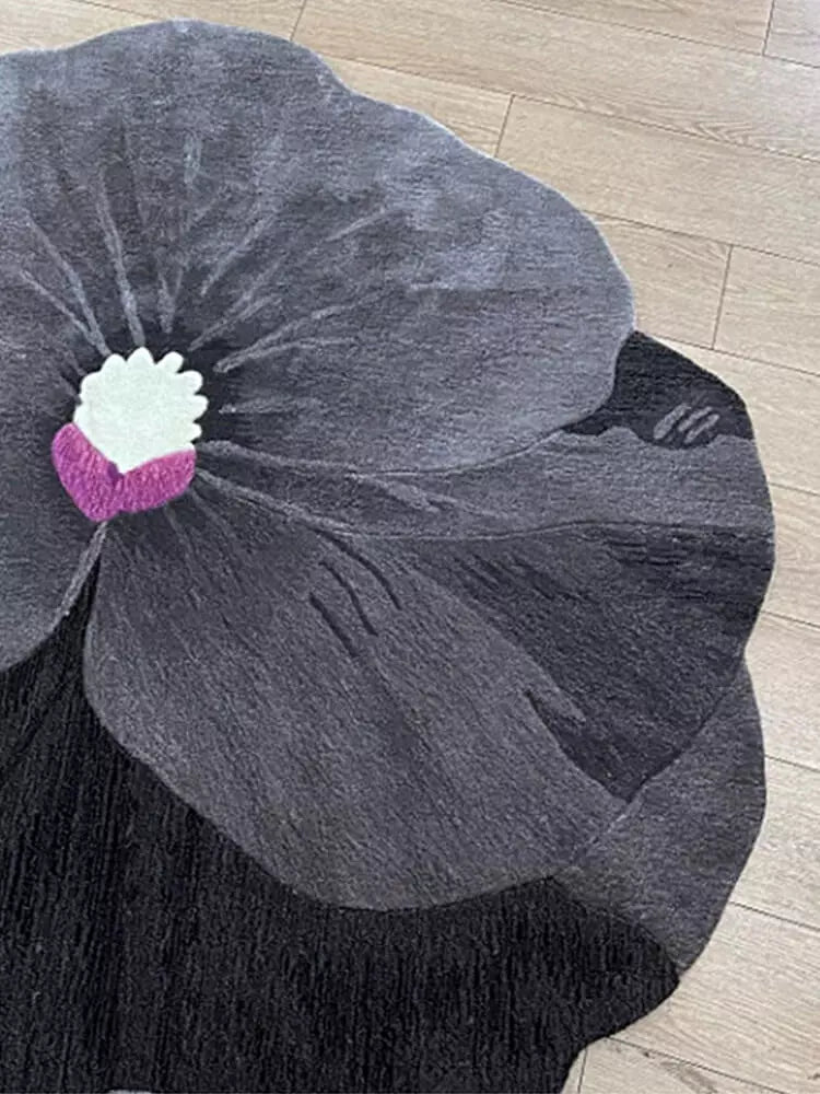 Black flower shaped rugs - Houseoon