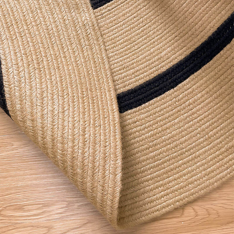 Braided Striped Jute Rug - Houseoon