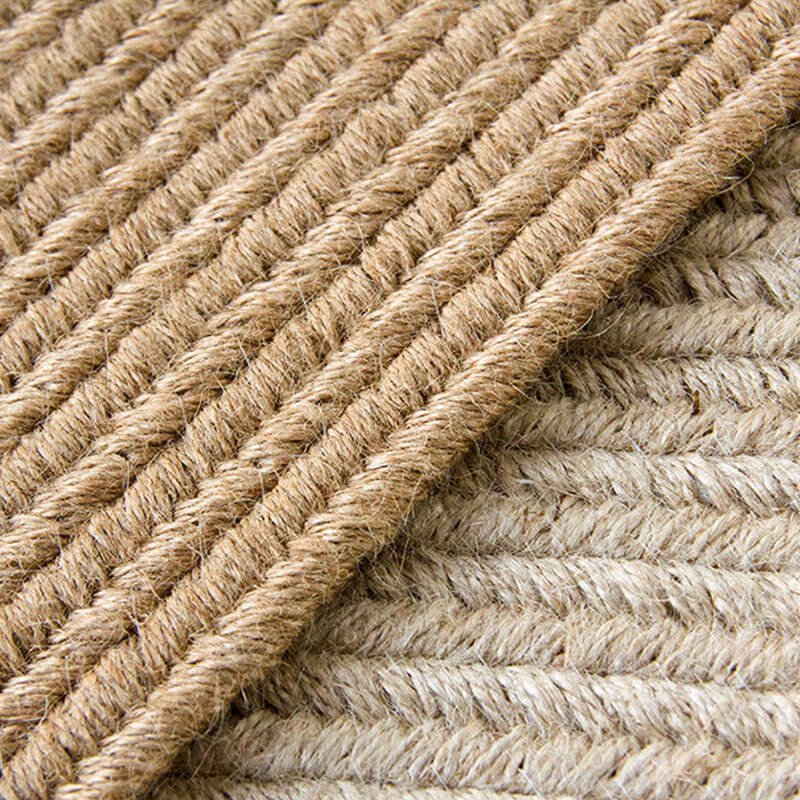 Braided Striped Jute Rug - Houseoon