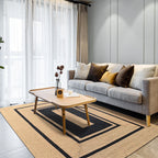 Braided Striped Jute Rug - Houseoon