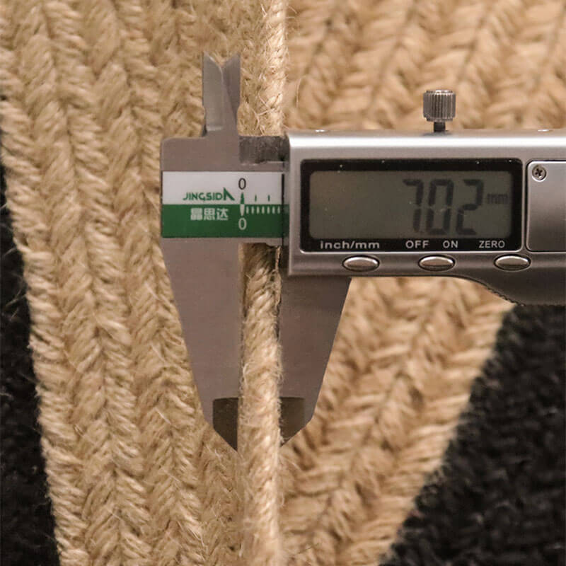 Braided Striped Jute Rug - Houseoon