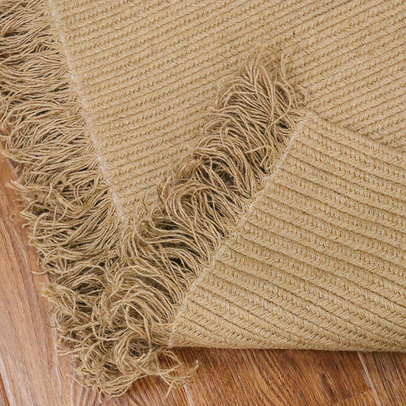 Natural hand braided tassels jute rug