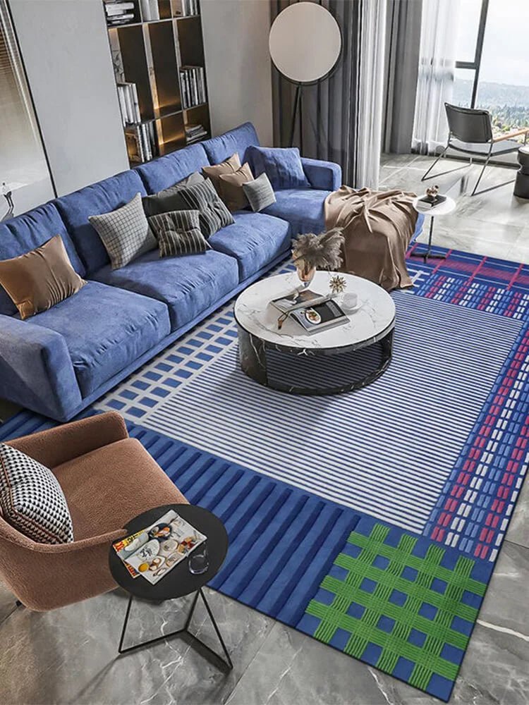 Checkered blue tufted rug Zweitbild