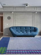 Checkered blue tufted rug - Houseoon