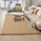 Natural hand braided tassels jute rug