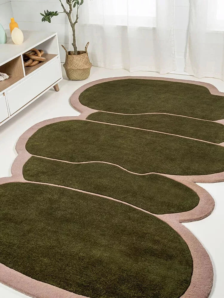 Olive odd shaped rugs