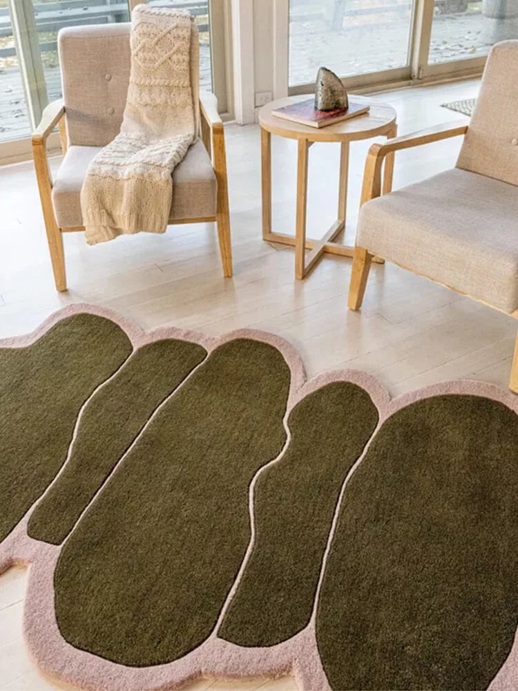 Olive odd shaped rugs