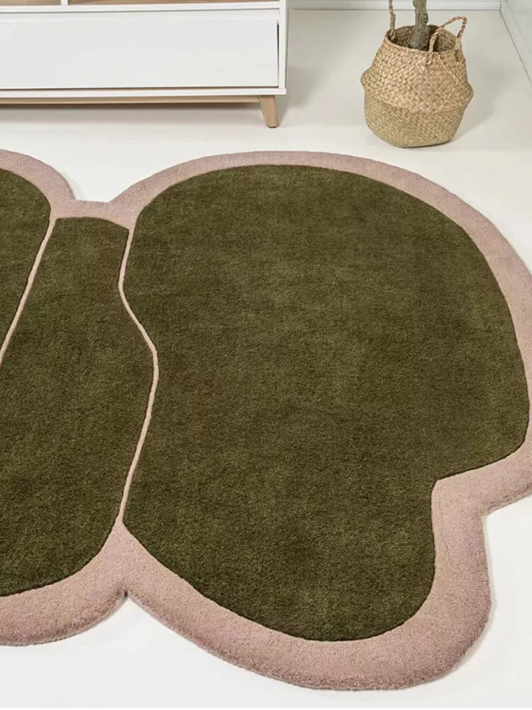 Olive odd shaped rugs