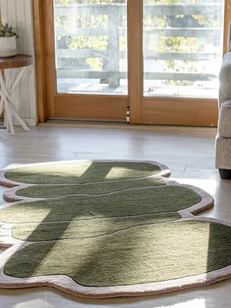 Olive odd shaped rugs