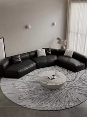 Silver Modern Abstract Round Rug
