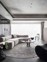 Silver Modern Abstract Round Rug