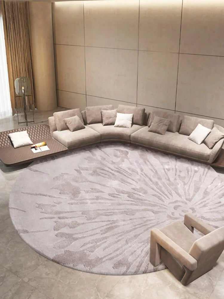 Silver Modern Abstract Round Rug